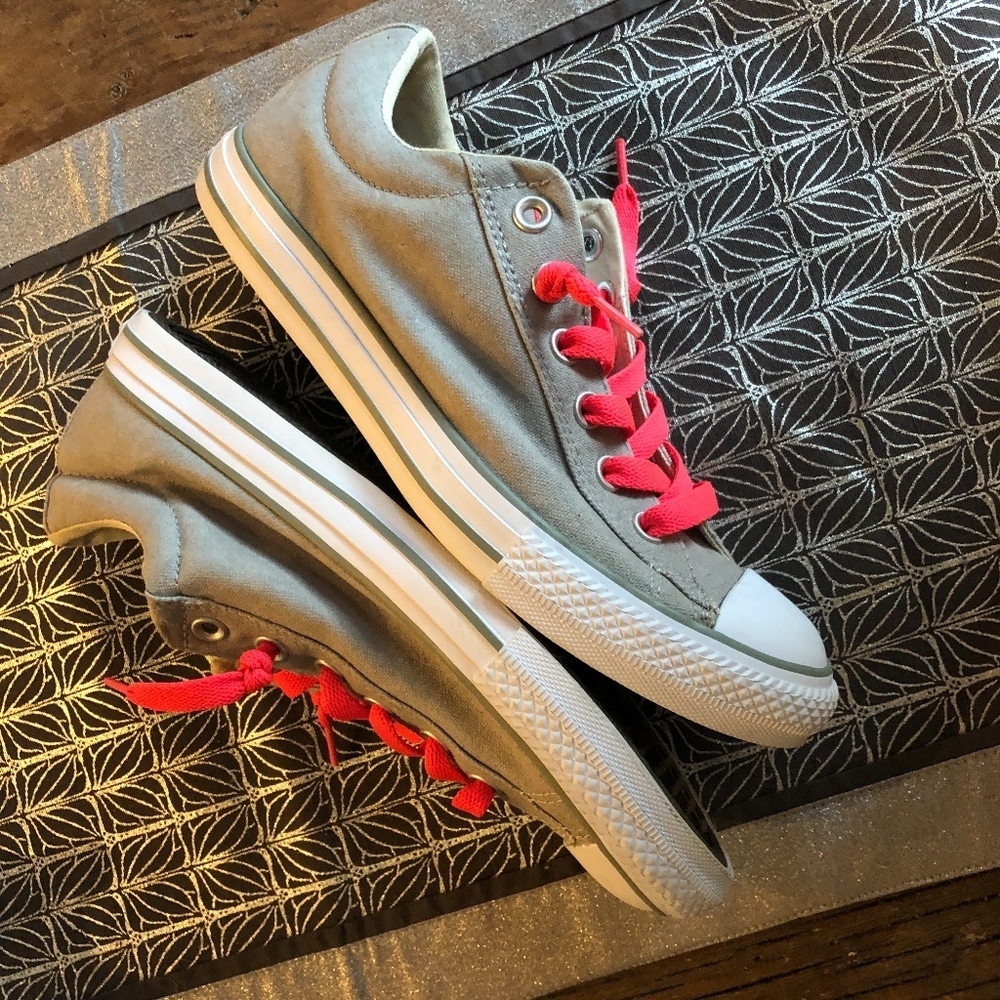 Converse All Stars Juniors Gray Kicks Pink Laces 6 - Picture 4 of 6